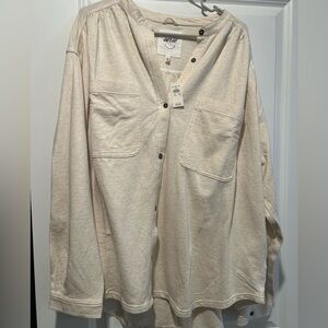 Aerie Womens Cream Button-Up Shirt sz Large NWT
